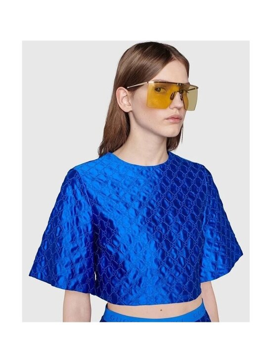 New Authentic GG1096S 003 Sunglasses by Gucci™ Shield, Material: Metal, Rimless. main image 9